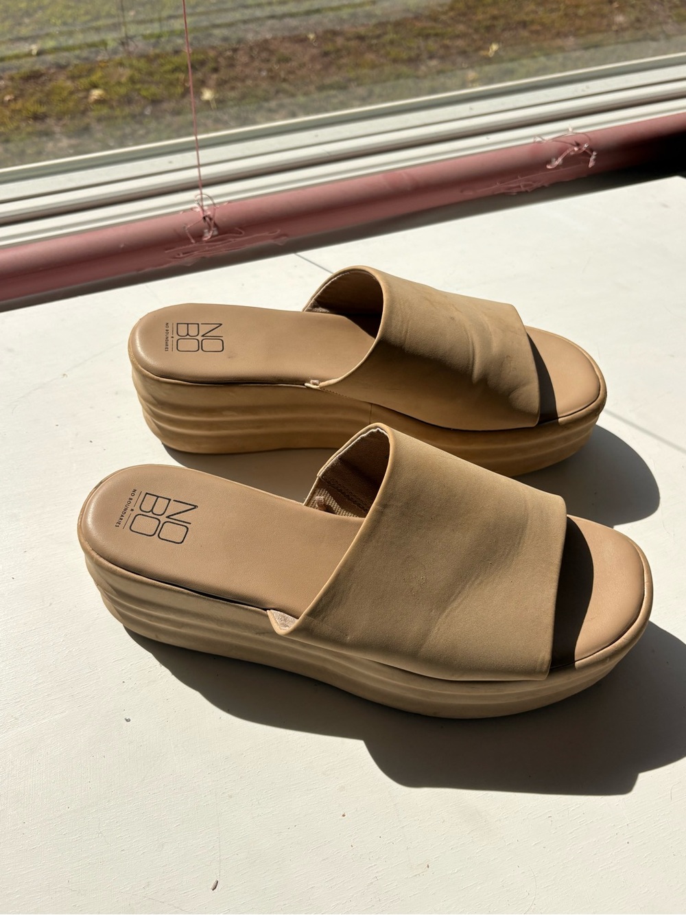 NOBO Beige/Tan Platform Slide Sandals - Women's